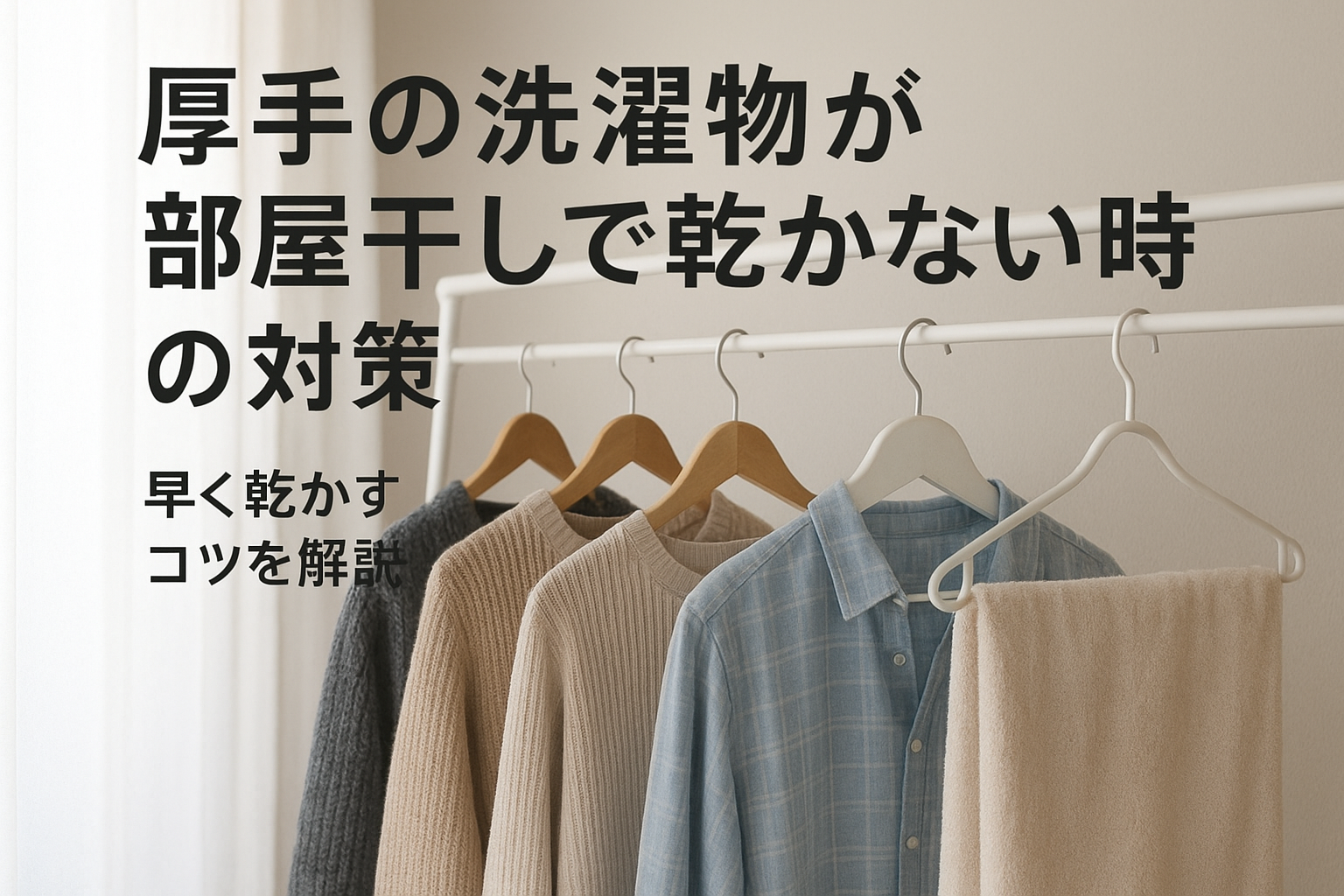 厚手の洗濯物が部屋干しで乾かない時の対策｜早く乾かすコツを解説
