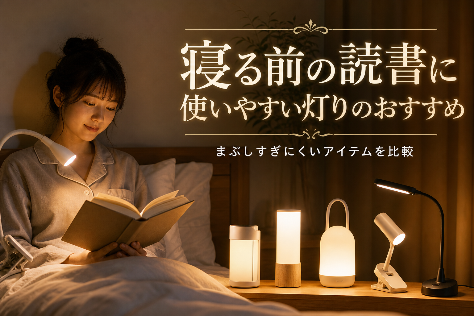 寝る前の読書に使いやすい灯りのおすすめ｜まぶしすぎにくいアイテムを比較