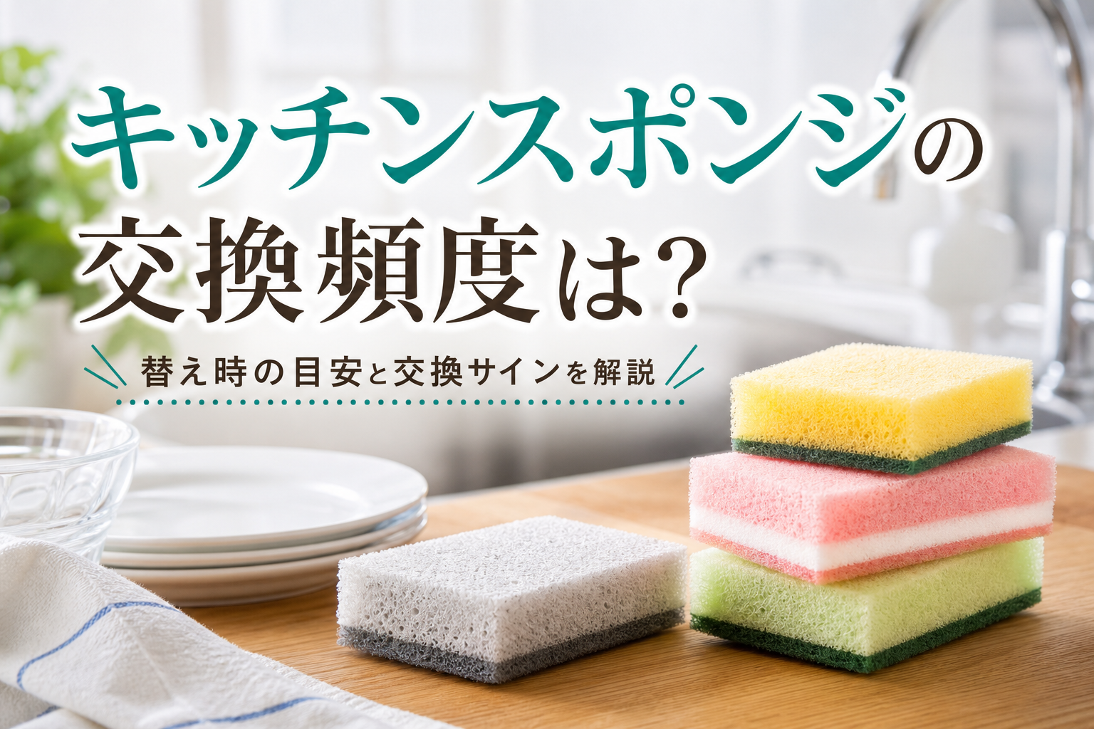 キッチンスポンジの交換頻度は?替え時の目安と交換サインを解説