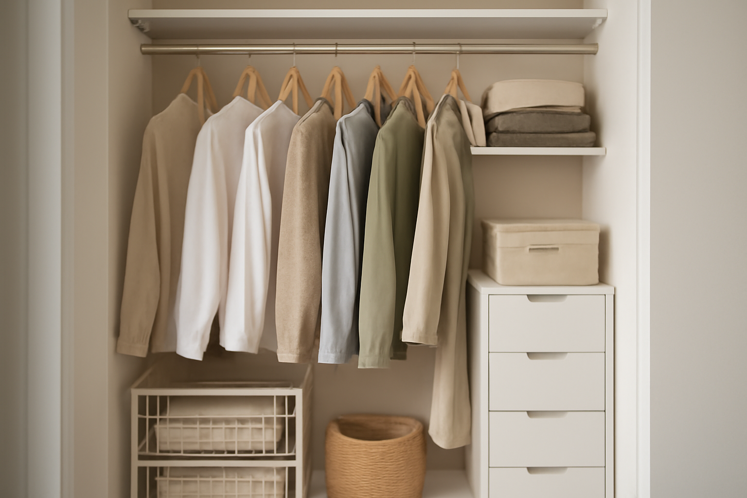 狭いクローゼットでも大丈夫！7割収納と便利アイテムで劇的スッキリ