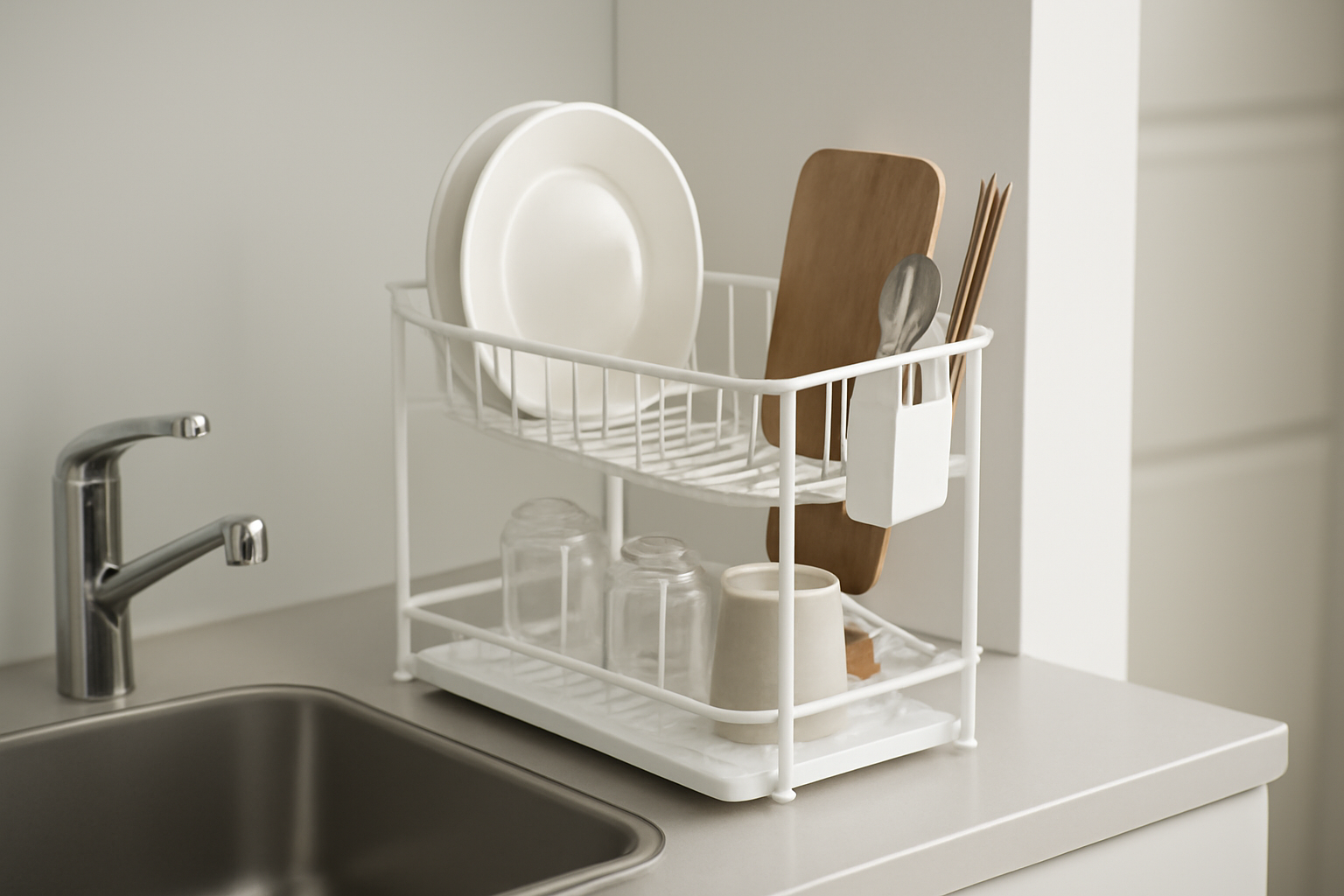 狭いキッチンには「幅20cm台の多機能スリム水切りラック」が大正解です！